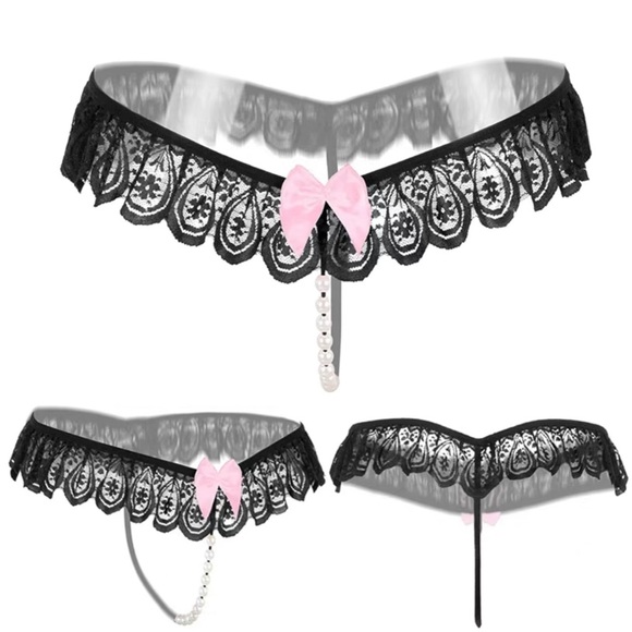 Black Lace 5 Pairs G-String Thong Panties Set - Picture 3 of 6